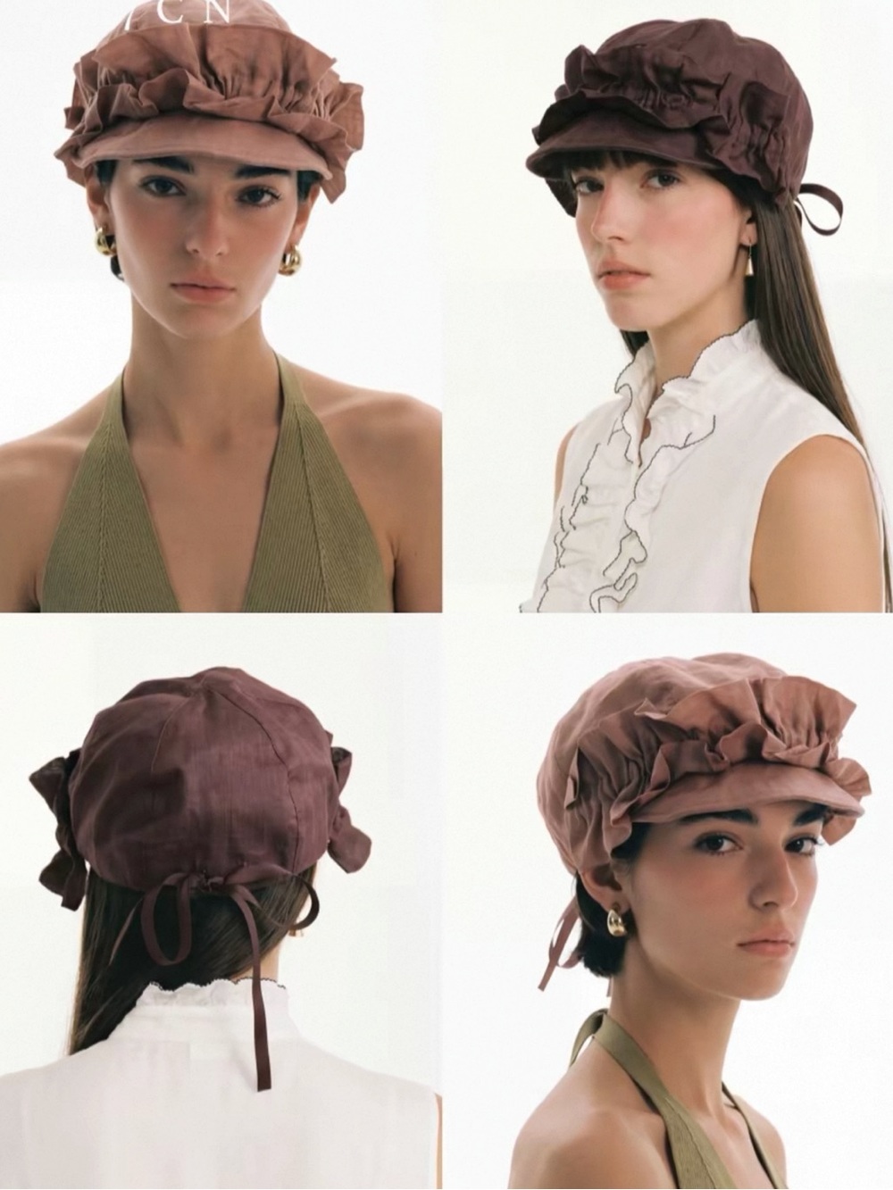 Women's Ruffled Cap - Japanese ramie